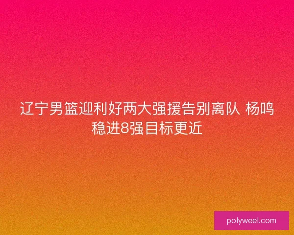 辽宁男篮迎利好两大强援告别离队 杨鸣稳进8强目标更近